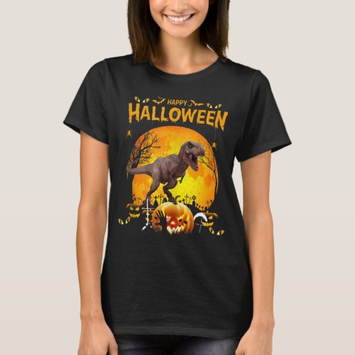 Happy Halloween T_Rex Dinosaur Pumpkin Costumes T_Shirt