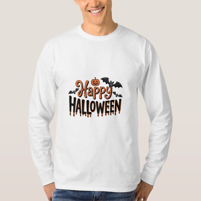 Happy Halloween T-Shirt with Pumpkin (Front)