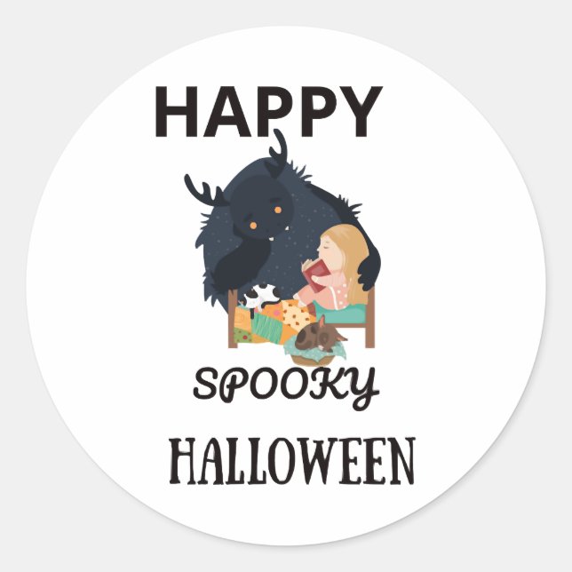 Happy Halloween T Shirthappy spooky halloween  Classic Round Sticker (Front)