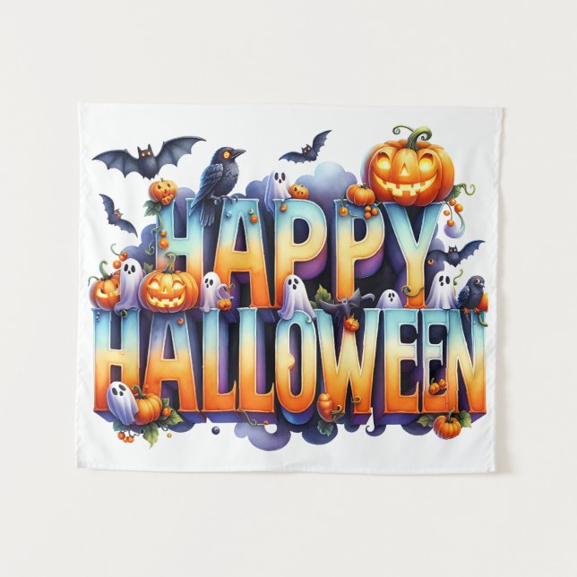 Happy Halloween Tapestry (Front (Horizontal))