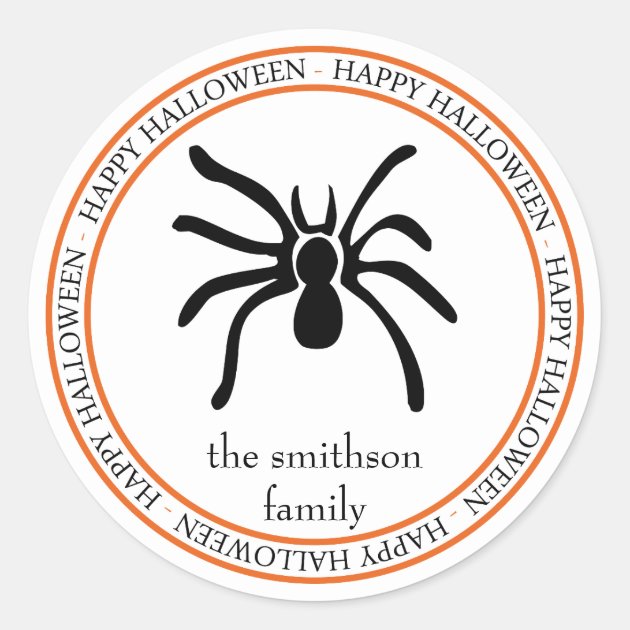 Happy Halloween Tarantula Spider (Black / Orange) Classic Round Sticker