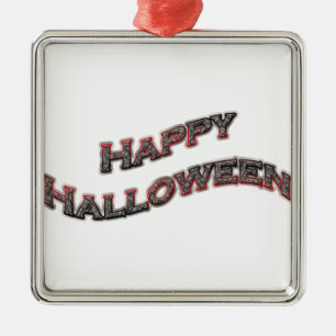 Happy Halloween Text Metal Ornament