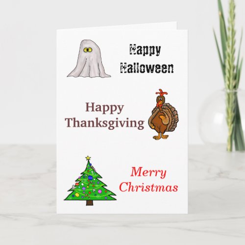 Happy Halloween Thanksgiving Christmas Card