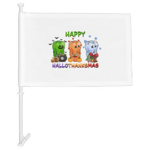 happy halloween thanksgiving christmas funny mens car flag