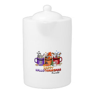 happy halloween thanksgiving christmas funny nurse teapot