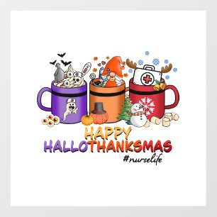 happy halloween thanksgiving christmas funny nurse wall decal 