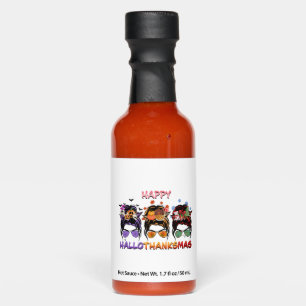 happy halloween thanksgiving christmas messy bun hot sauces