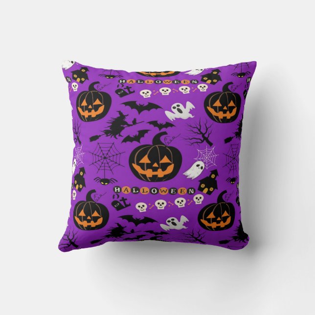 Happy Halloween Throw Pillow (Back)