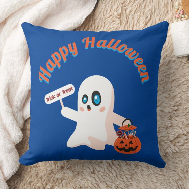 Happy Halloween Throw Pillow  (Blanket)