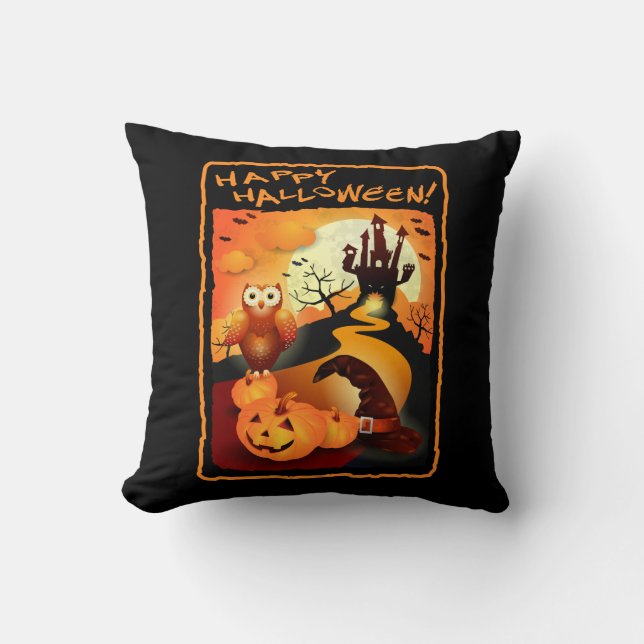 Happy Halloween! Throw Pillow (Front)
