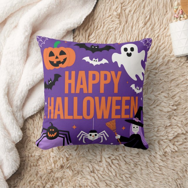 Happy Halloween Throw Pillow (Blanket)
