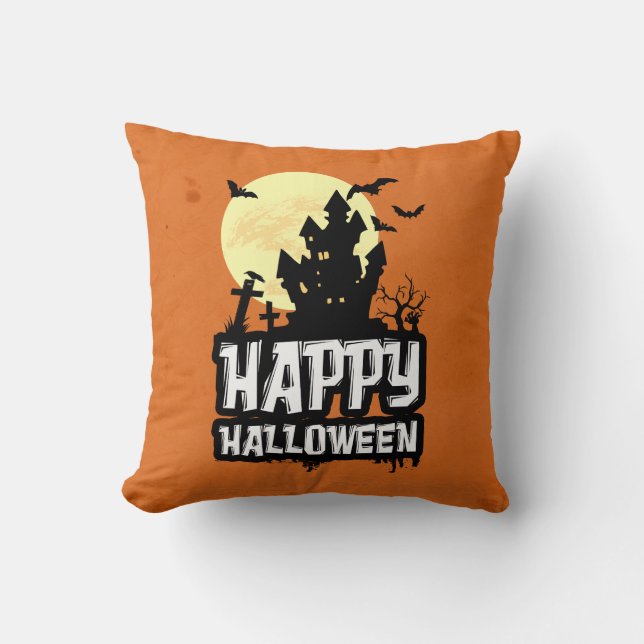 Happy Halloween Throw Pillow (Front)