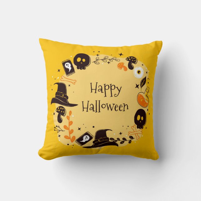 Happy Halloween Throw Pillow (Front)