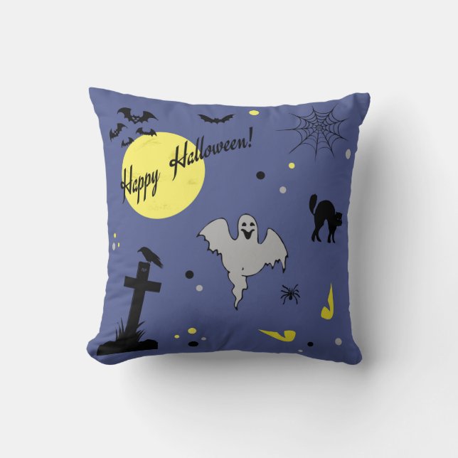 Happy Halloween Throw Pillow (Front)