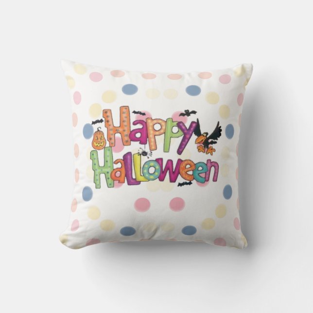 happy halloween throw pillow (Front)