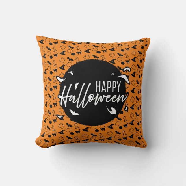 Happy Halloween Throw Pillow (Front)