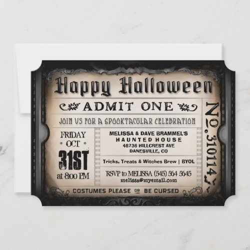 Happy Halloween Ticket Invitation