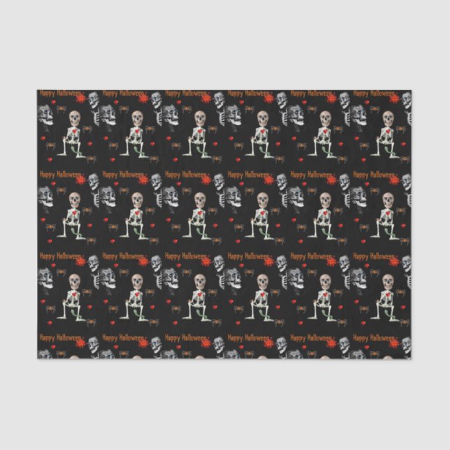 Happy Halloween Tissue Paper, Skeleton Tissue Paper (Front)