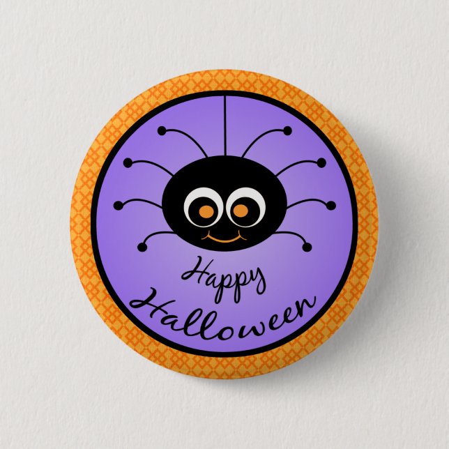Happy Halloween Toon Spider Button (Front)
