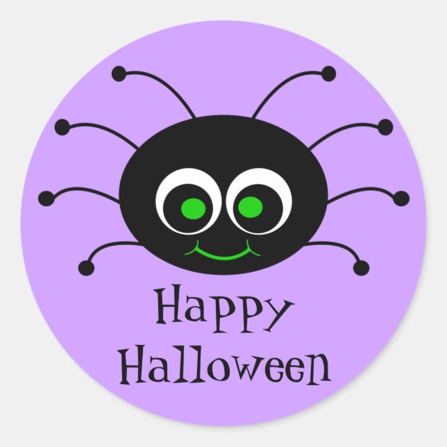 Happy Halloween Toon Spider Sticker (Front)