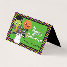 Happy Halloween Treat Bag Topper With Monsters
