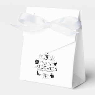 Happy Halloween treat custom name black white Favor Boxes