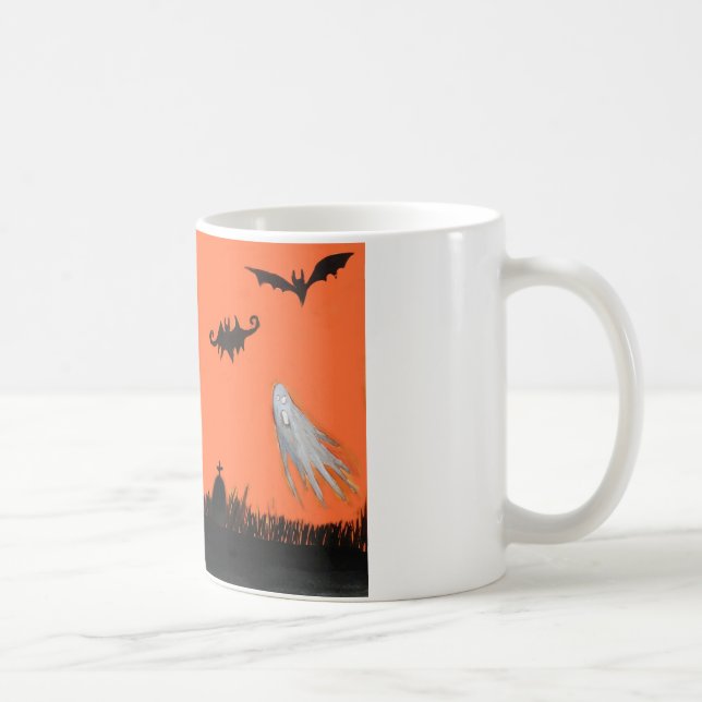 Happy Halloween Tree Ghost Bat  Classic White Mug (Right)