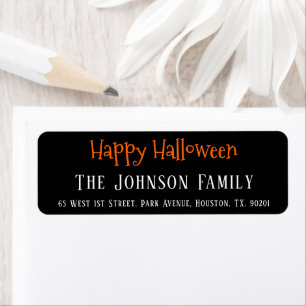 Happy Halloween Trendy Chic Black Return Address Label