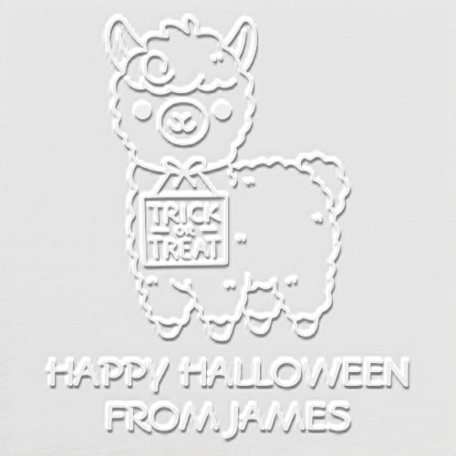 Happy Halloween Trick or Treat Alpaca Personalized Embosser