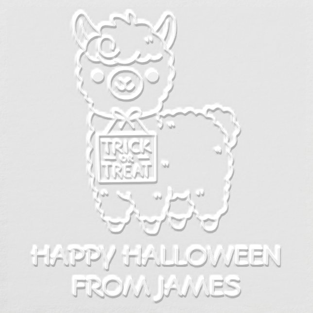 Happy Halloween Trick or Treat Alpaca Personalized Embosser (Design)