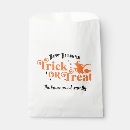 Happy Halloween Trick or Treat Blk  Orange Witch Favor Bag