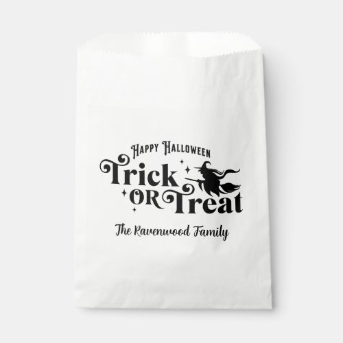 Happy Halloween Trick or Treat Blk  Orange Witch Favor Bag