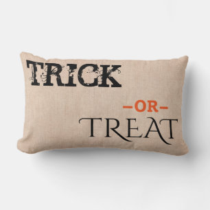 Happy Halloween Trick or Treat Burlap Lumbar Pillow