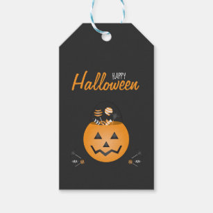Happy Halloween Trick Or Treat Candy Pumpkin Gift Tags