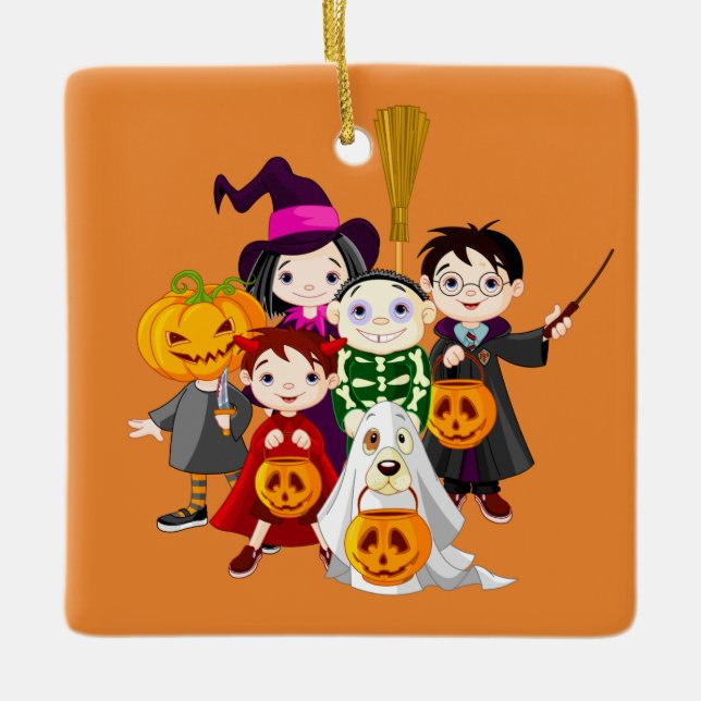 Happy Halloween Trick or Treat Children Ceramic Ornament (Front)
