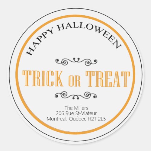 Happy Halloween Trick Or Treat Classic Round Sticker