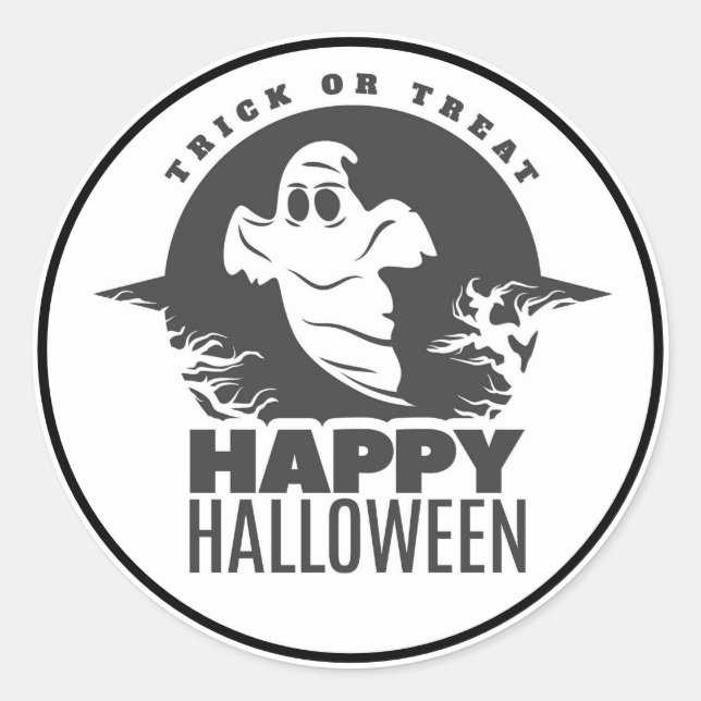 Happy Halloween Trick or Treat Classic Round Sticker (Front)