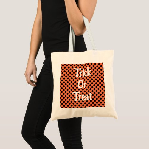 Happy Halloween Trick Or Treat dotted tote bag