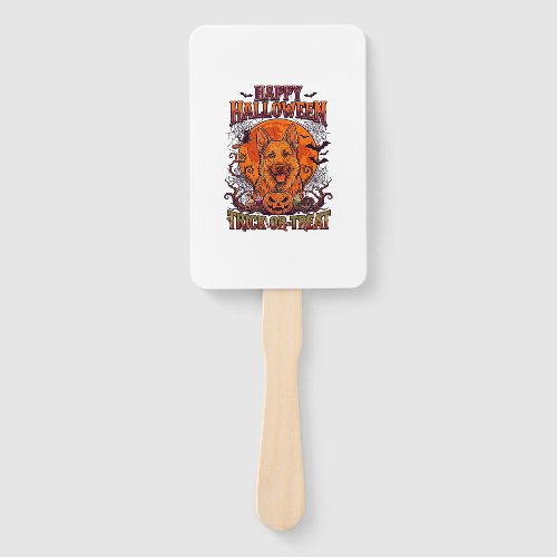 Happy Halloween Trick Or Treat German Shepherd Pum Hand Fan