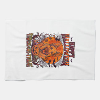 Happy Halloween Trick Or Treat German Shepherd Pum Kitchen Towel