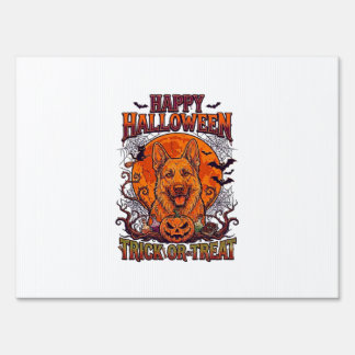 Happy Halloween Trick Or Treat German Shepherd Pum Sign