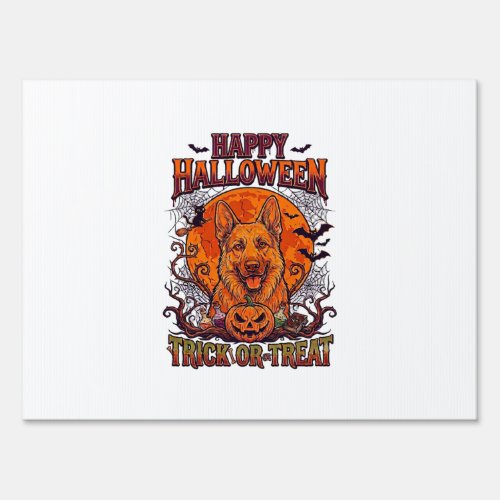 Happy Halloween Trick Or Treat German Shepherd Pum Sign