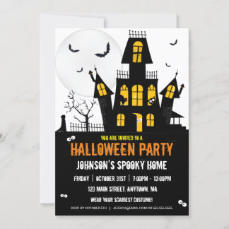 Happy Halloween Trick or Treat Haunted House Invitation