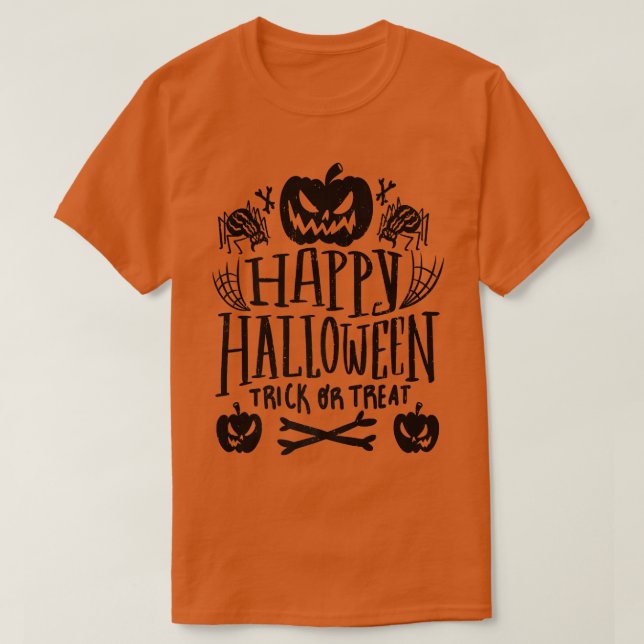 Happy Halloween Trick Or Treat Jack O Lanterns Spi T-Shirt (Design Front)