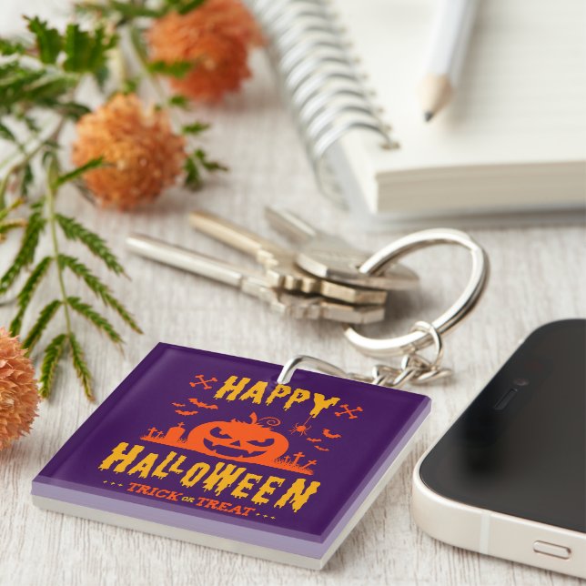 Happy Halloween, Trick or Treat Keychain (Front Right)