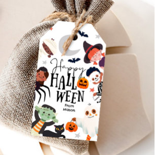 Happy Halloween Trick or Treat Kids Ghost Birthday Gift Tags
