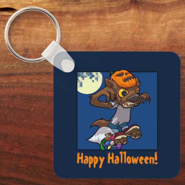 Happy Halloween! Trick Or Treat Little Werewolf Keychain (Front)