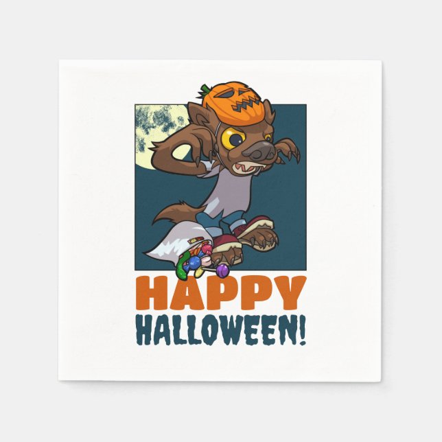 Happy Halloween! Trick Or Treat Little Werewolf Napkins (Front)