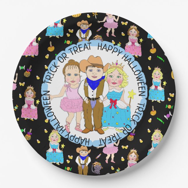 Happy Halloween Trick or Treat Party Paper Plates (Front)