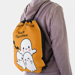 Happy Halloween TRICK or TREAT Personalize knapsac Drawstring Bag
